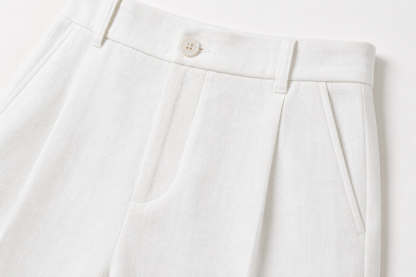 women shorts pure linen white fitted
