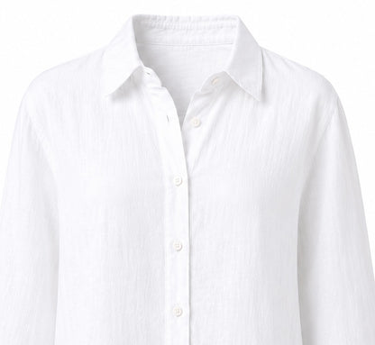 white full sleeve pure linen women shirt