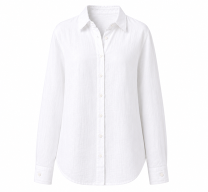 white full sleeve pure linen women shirt