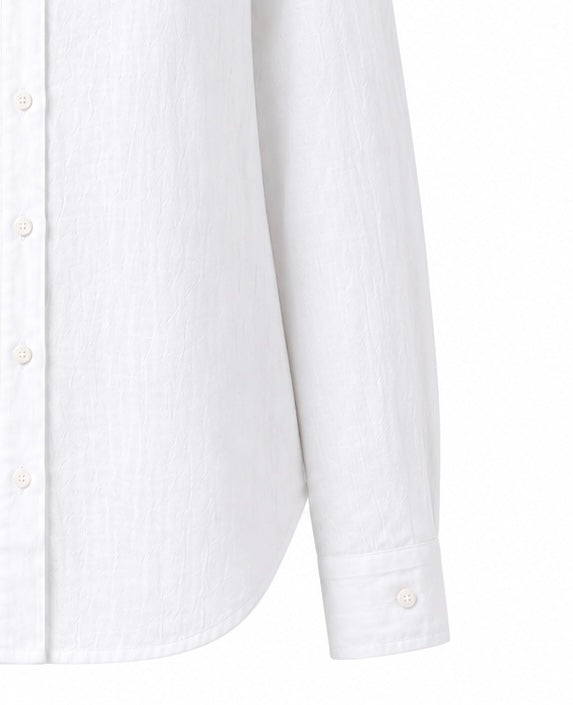 white full sleeve pure linen women shirt