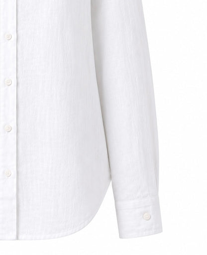 white full sleeve pure linen women shirt