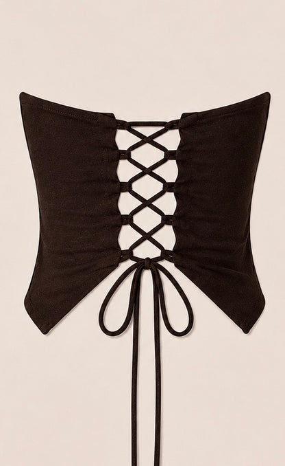 women top brown pure linen tube