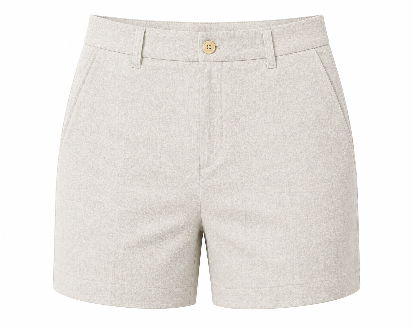 women shorts pure linen khakhi fitted
