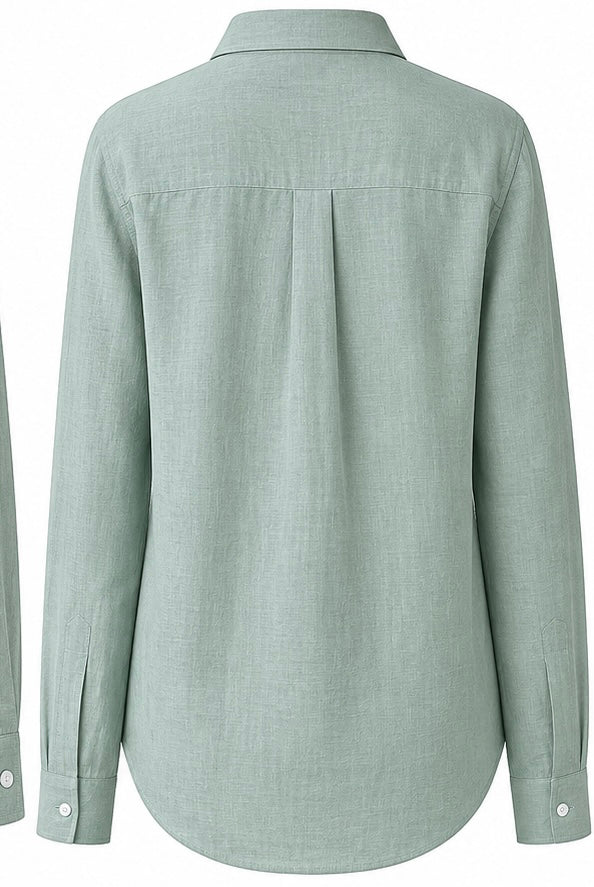 sage green full sleeve pure linen women shirt