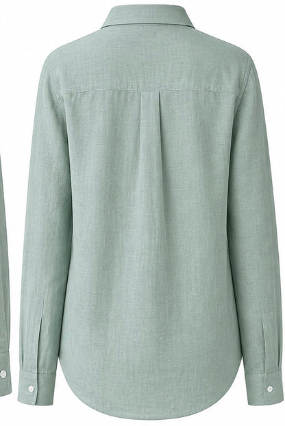 sage green full sleeve pure linen women shirt