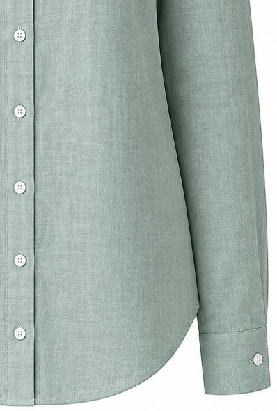 sage green full sleeve pure linen women shirt