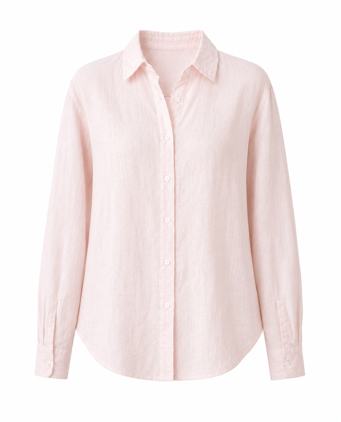 full sleeve pink pure linen women shirt
