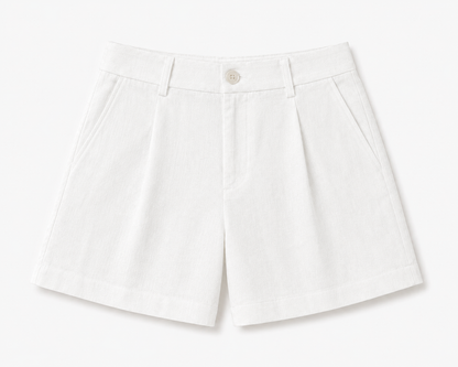 women shorts pure linen white loose fitted