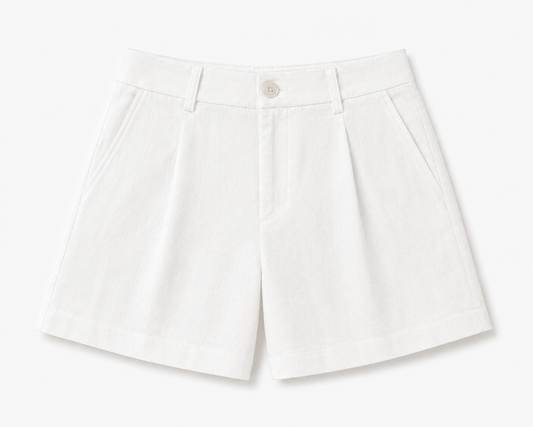 women shorts pure linen white loose fitted