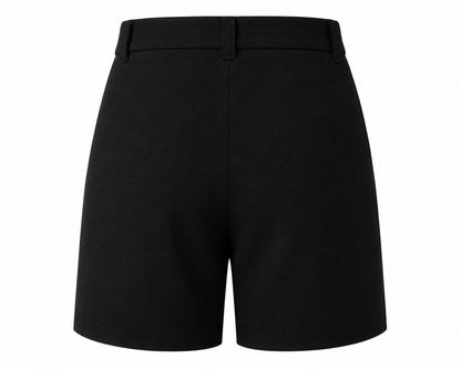 women shorts pure linen black fitted