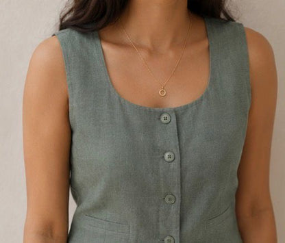 women top sage green pure linen