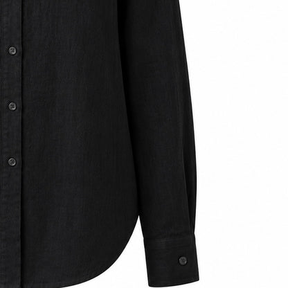 black full sleeve pure linen women shirt
