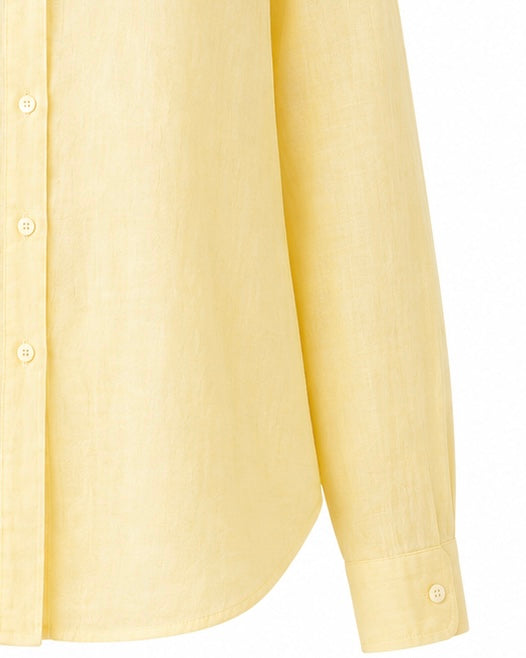 yellow full sleeve pure linen women shirt