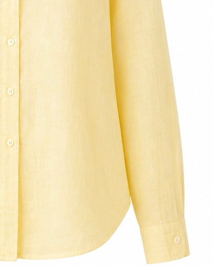 yellow full sleeve pure linen women shirt