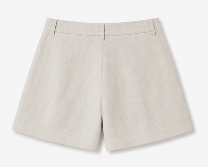 women shorts pure linen khaki loose fitted