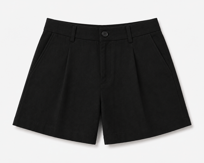 women shorts pure linen black loose fitted