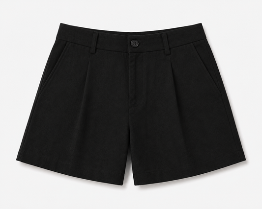 women shorts pure linen black loose fitted
