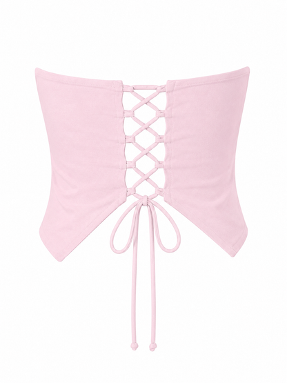 women top light pink pure linen tube