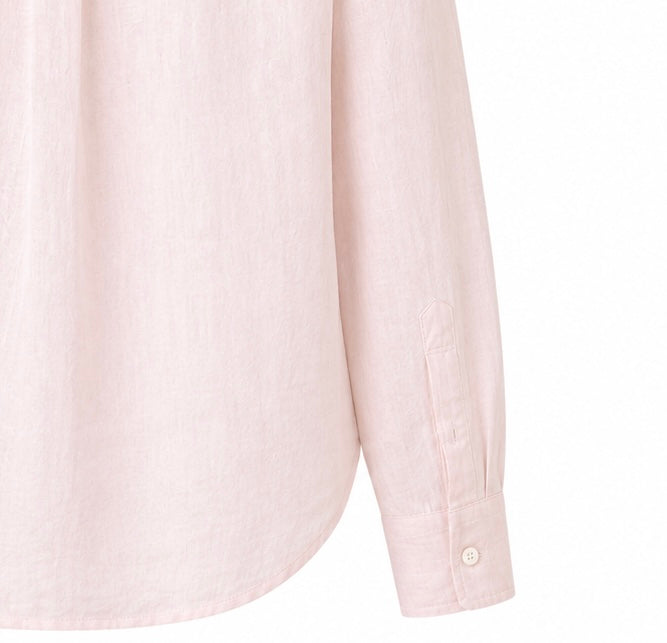 full sleeve pink pure linen women shirt