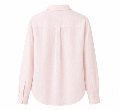 full sleeve pink pure linen women shirt