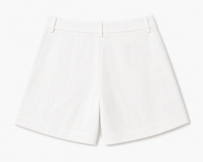 women shorts pure linen white loose fitted