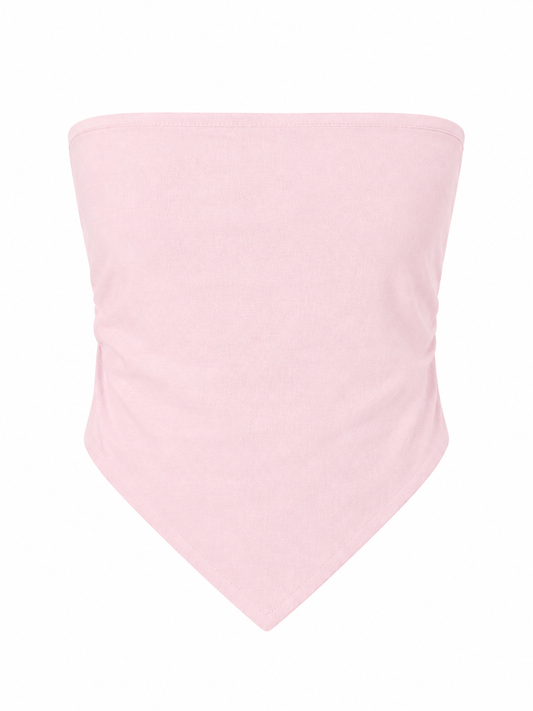 women top light pink pure linen tube