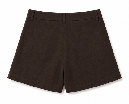 women shorts pure linen brown loose fitted