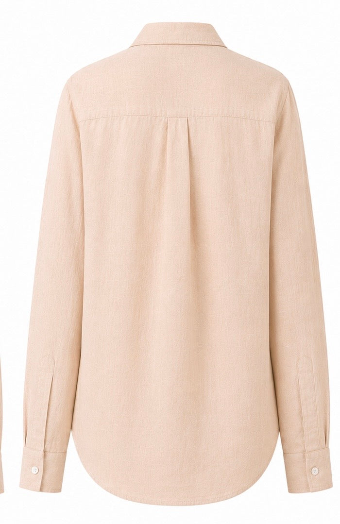 skin pure linen full sleeve women shirt