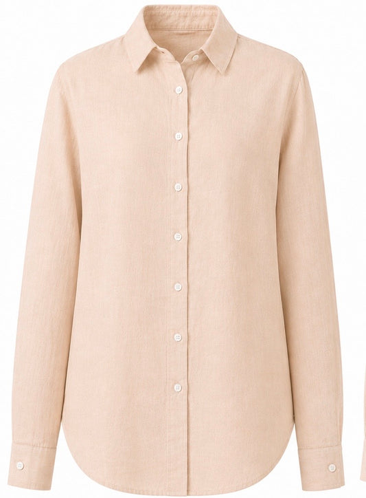 skin pure linen full sleeve women shirt