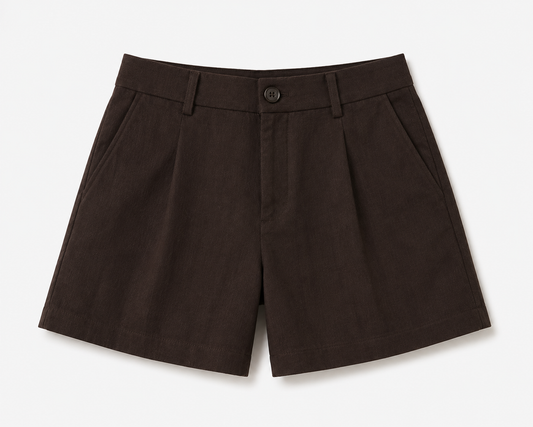 women shorts pure linen brown loose fitted