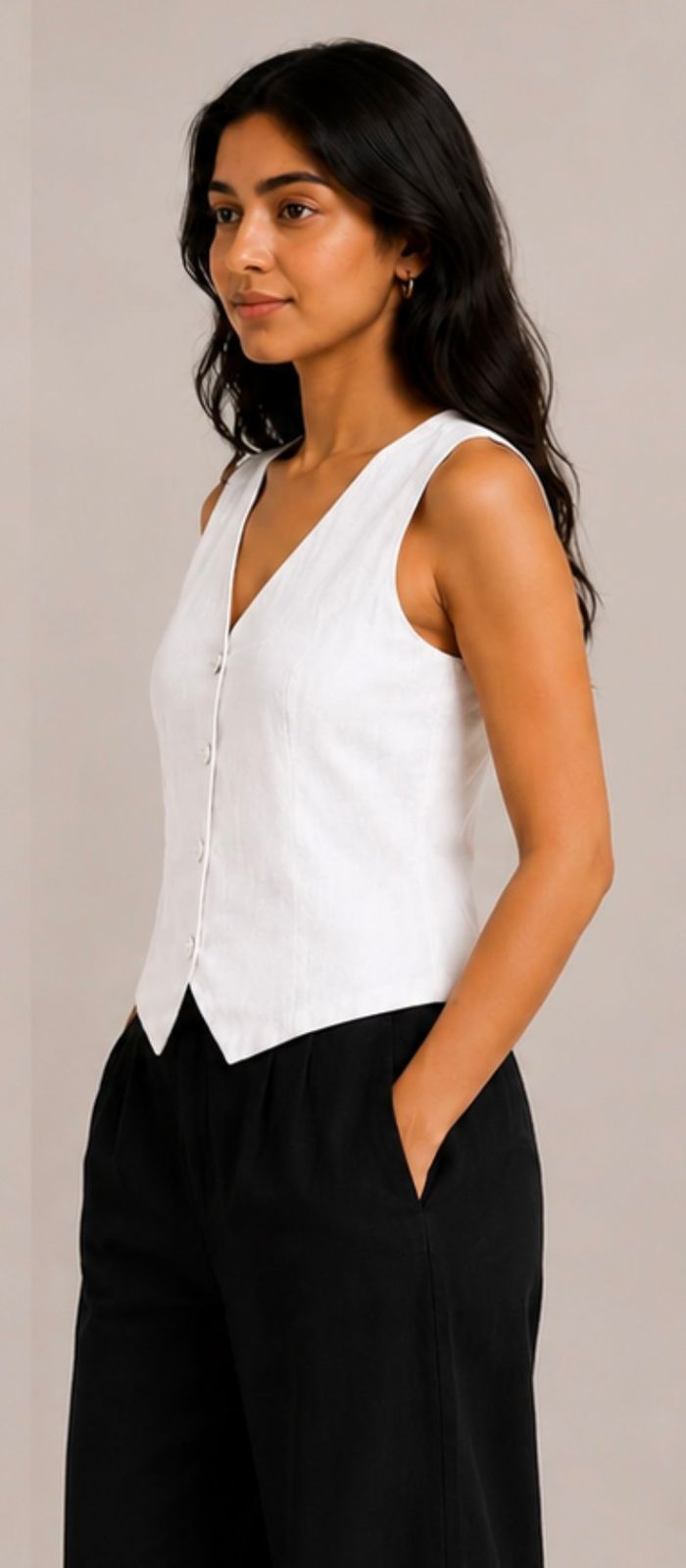 women top white pure linen
