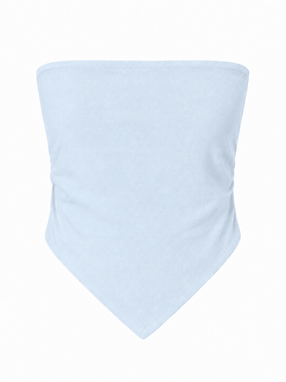 women top light blue linen tube