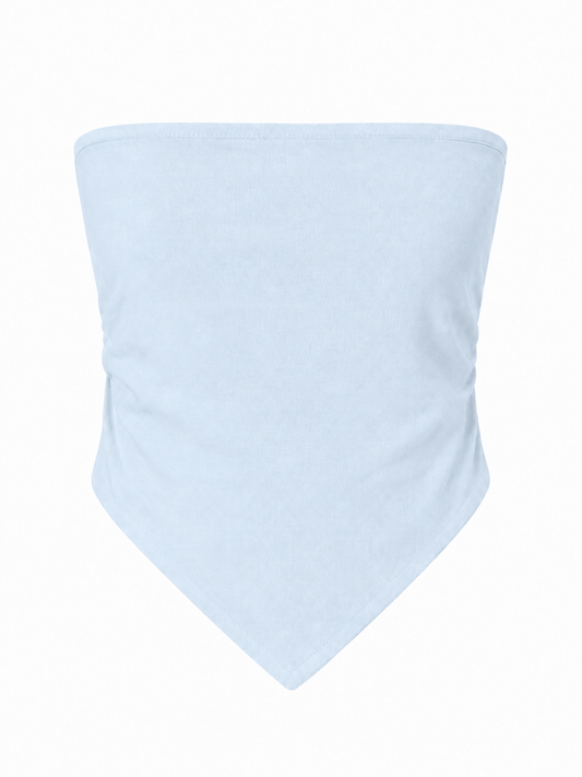 women top light blue linen tube