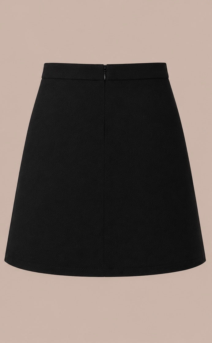 women black pure linen skirt