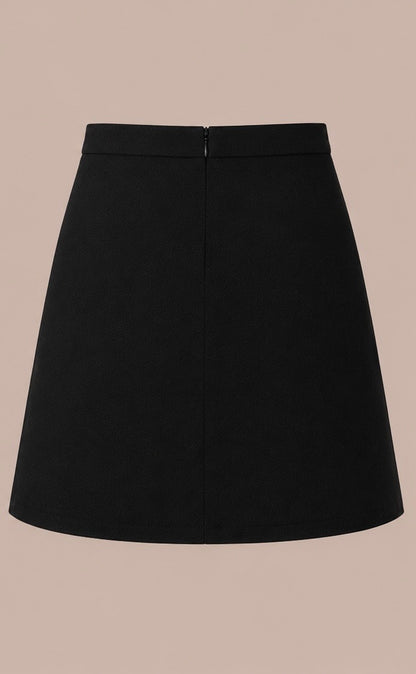 women black pure linen skirt