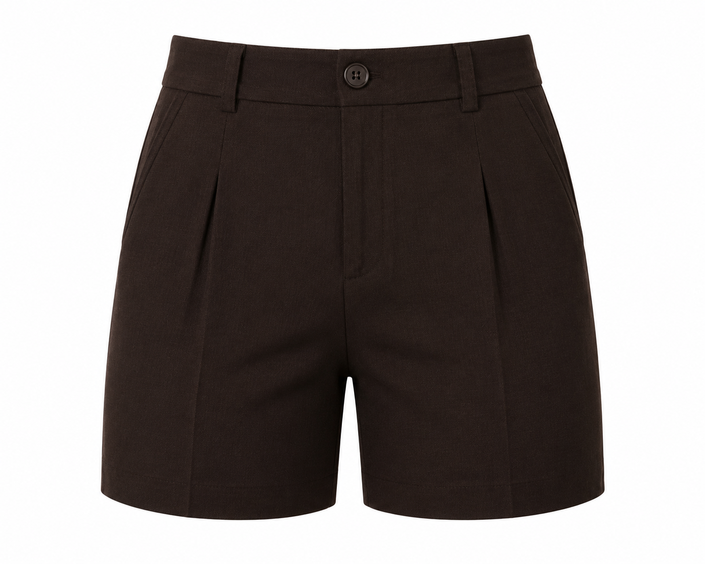 women shorts pure linen brown fitted