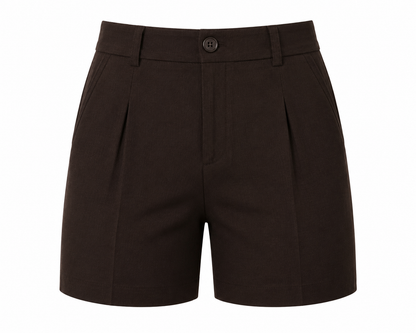women shorts pure linen brown fitted