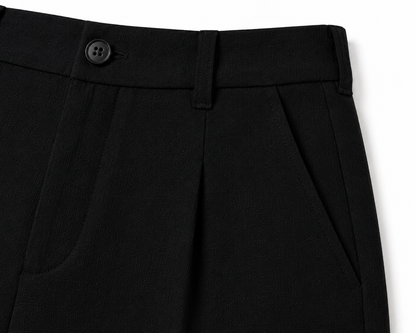 women shorts pure linen black fitted