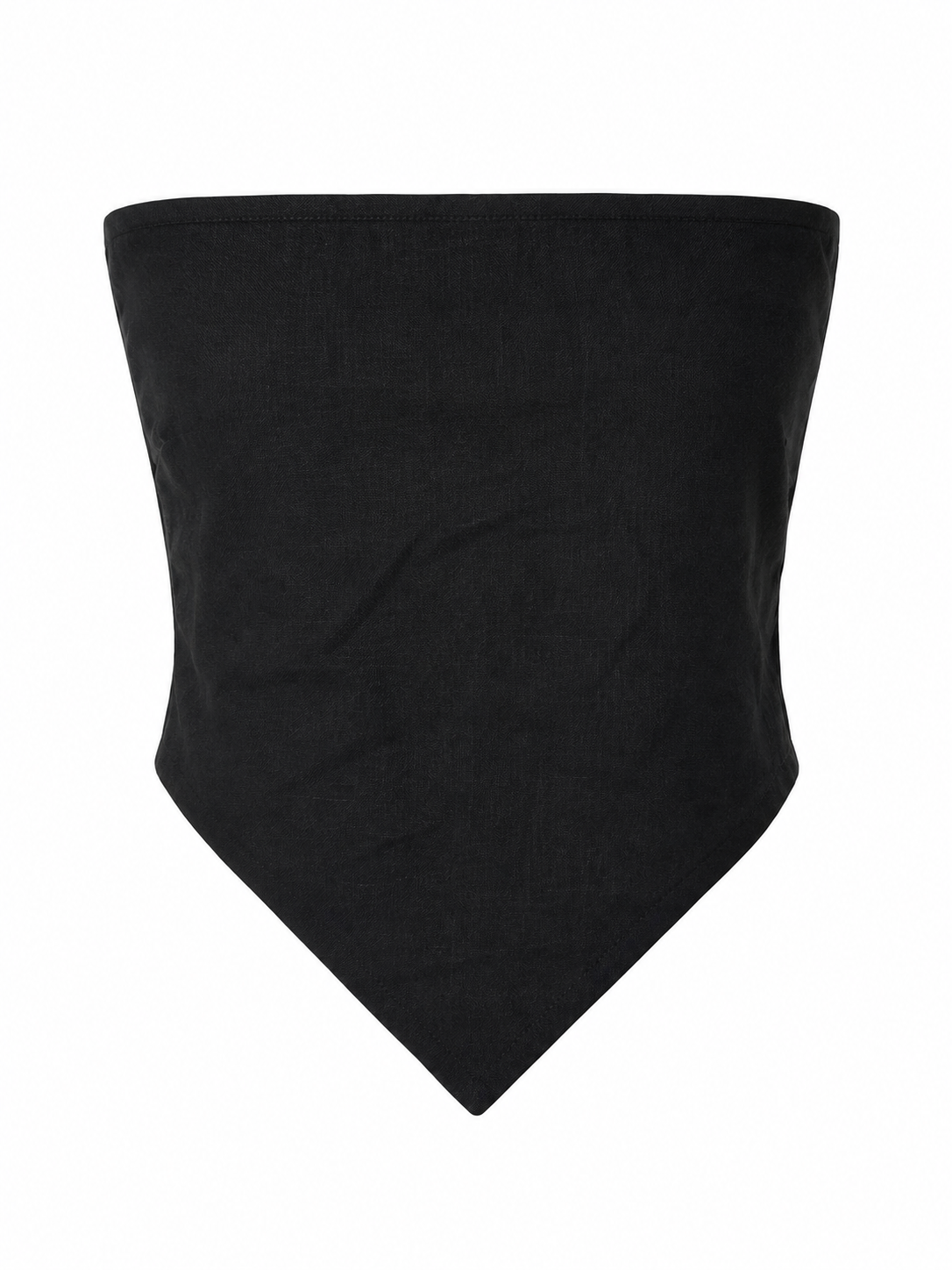women top black pure linen tube