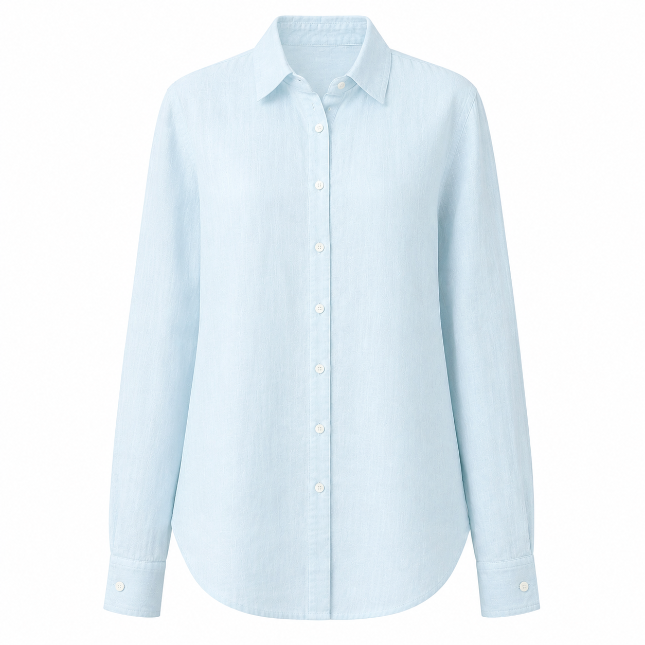 Light blue full sleeve pure linen women shirt