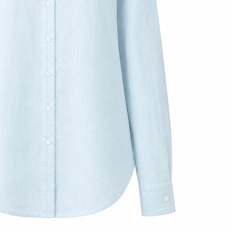 Light blue full sleeve pure linen women shirt