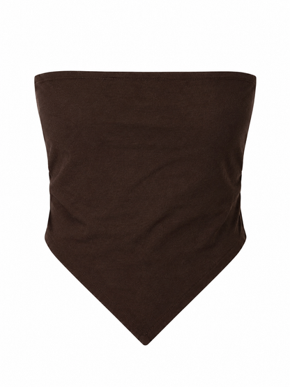 women top brown pure linen tube