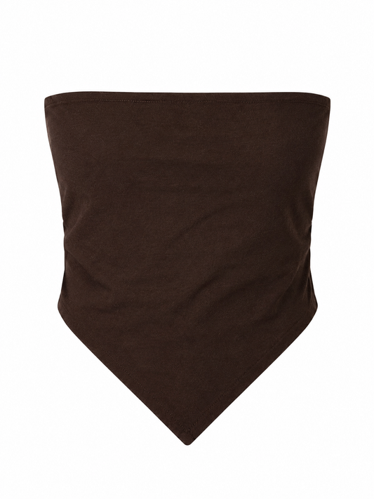 women top brown pure linen tube