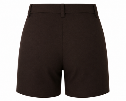 women shorts pure linen brown fitted