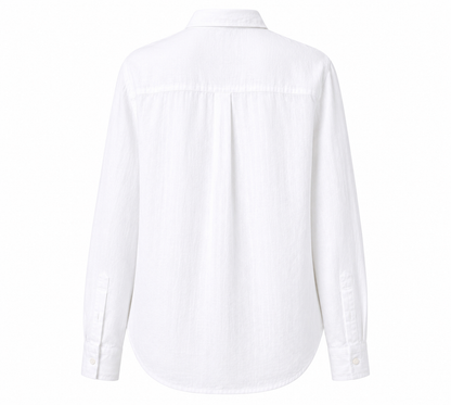 white full sleeve pure linen women shirt