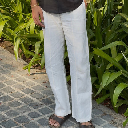 men pants pure linen white