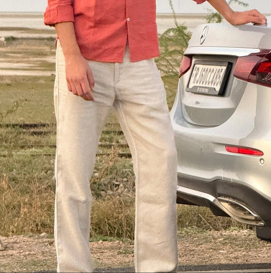 men pants pure linen khaki lining