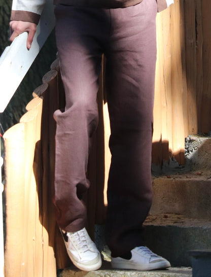 men pants pure linen brown