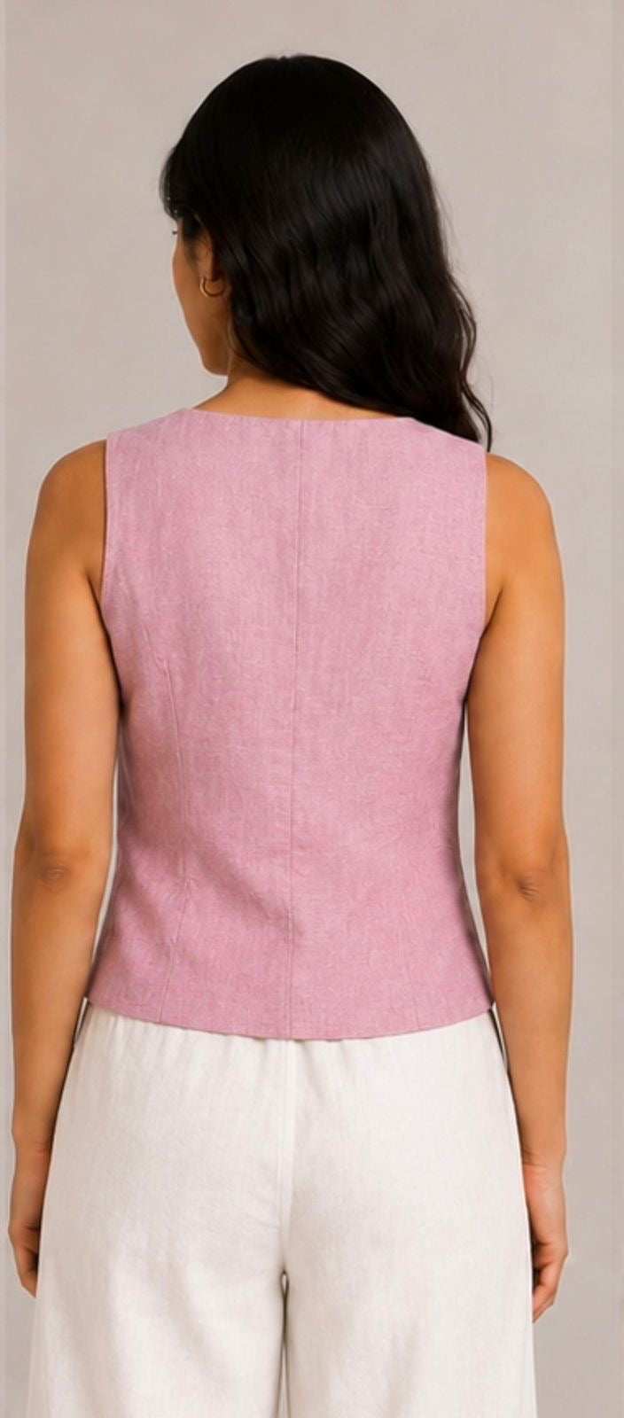 women top pink pure linen
